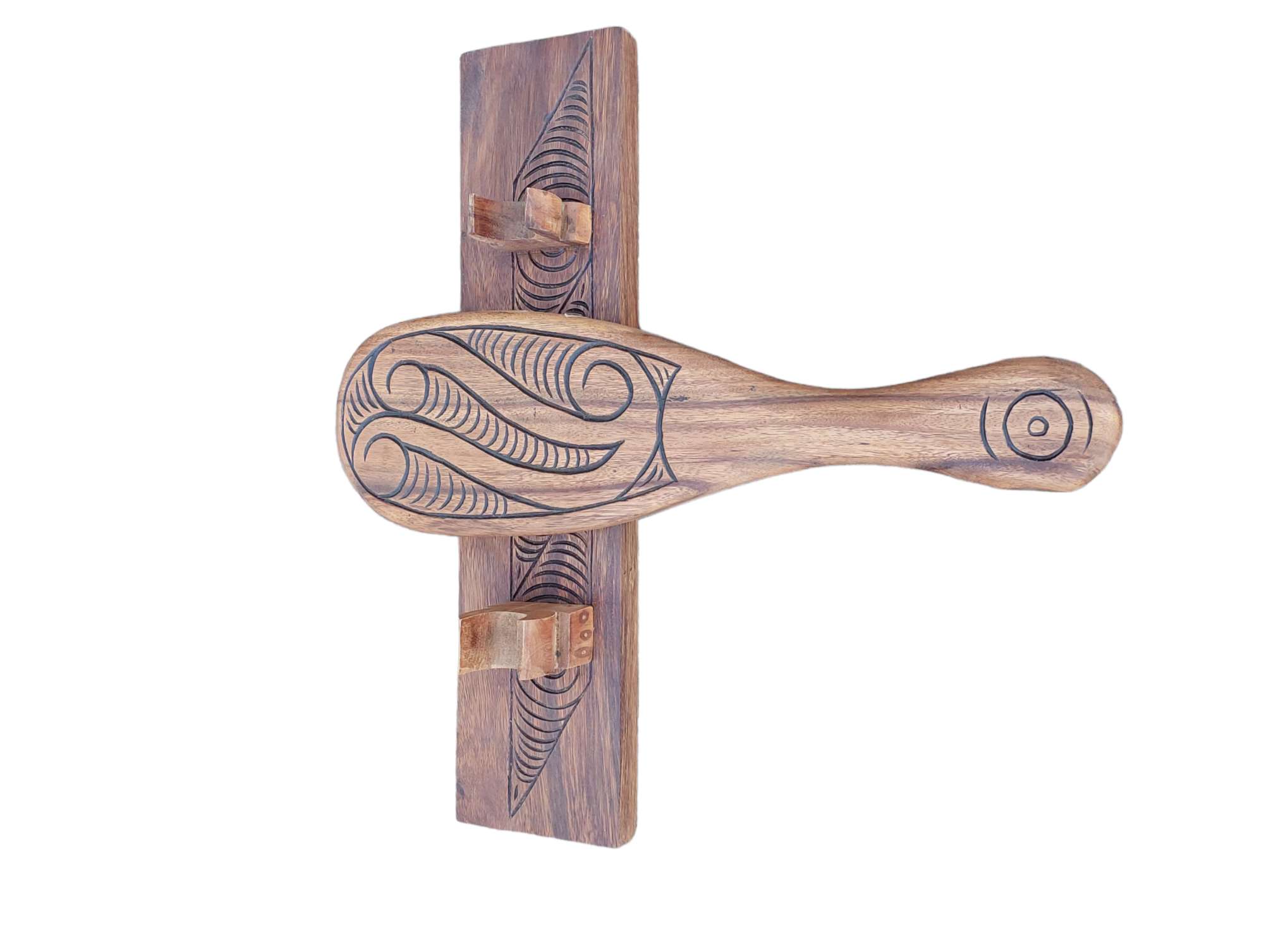 Aoraki wood carved Maori Patu on Stand