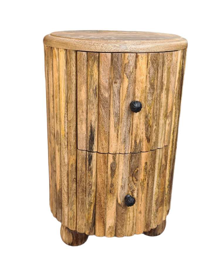 PATNOX FLUTED SOLID WOOD NIGHTSTAND