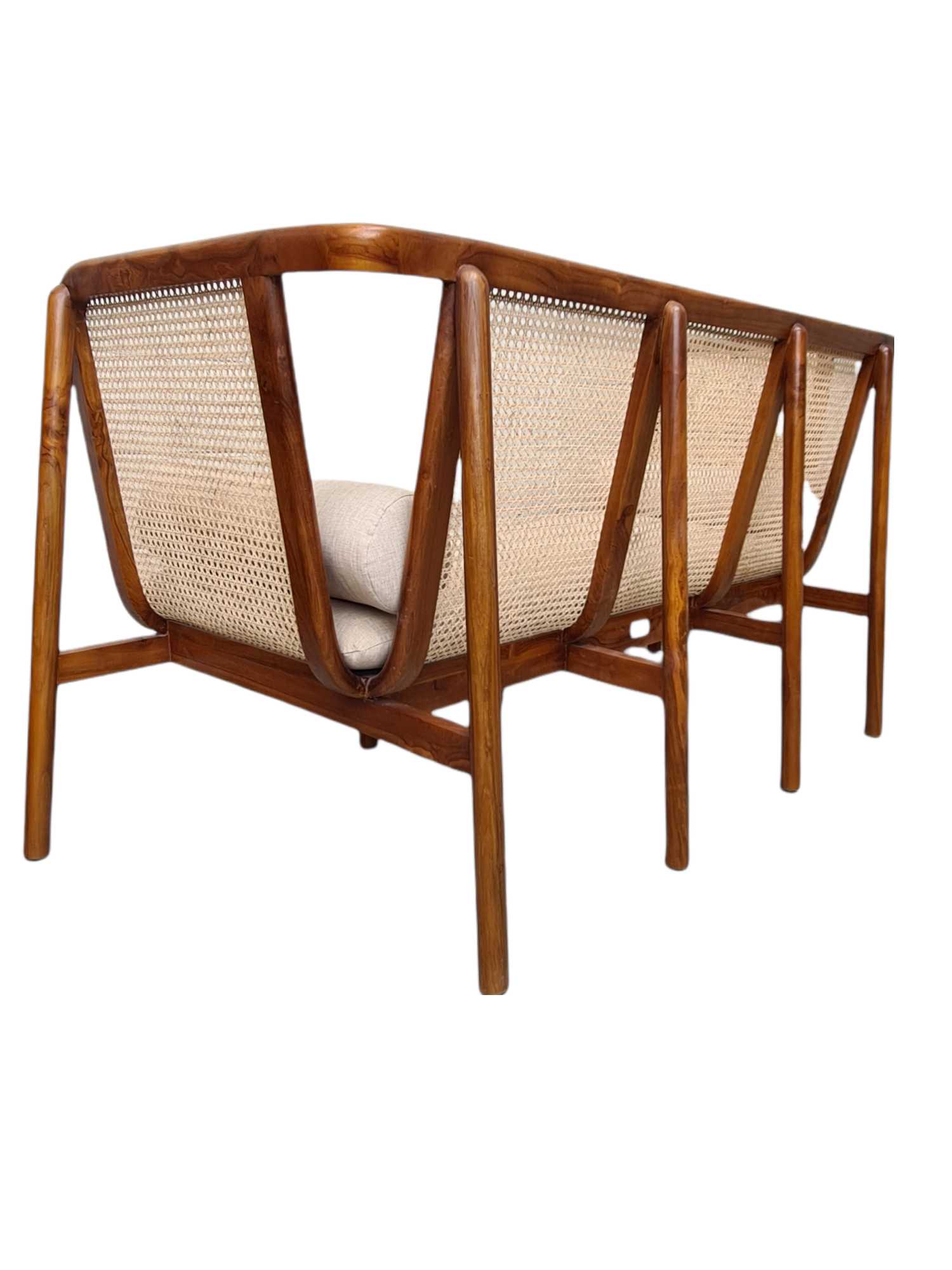 CONTEMPO MID CENTURY TEAK & RATTAN SOFA