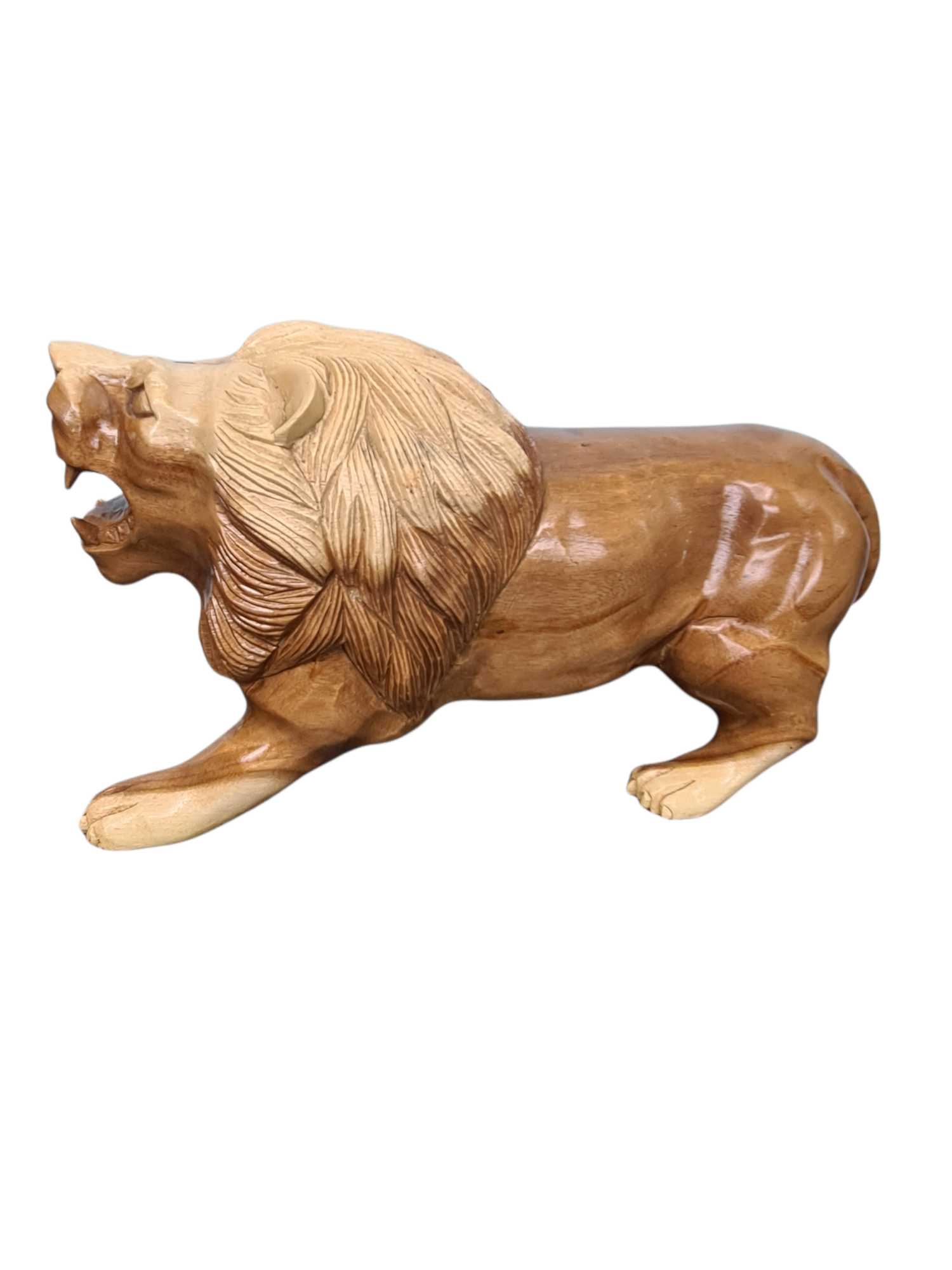WOODEN LION STATUE