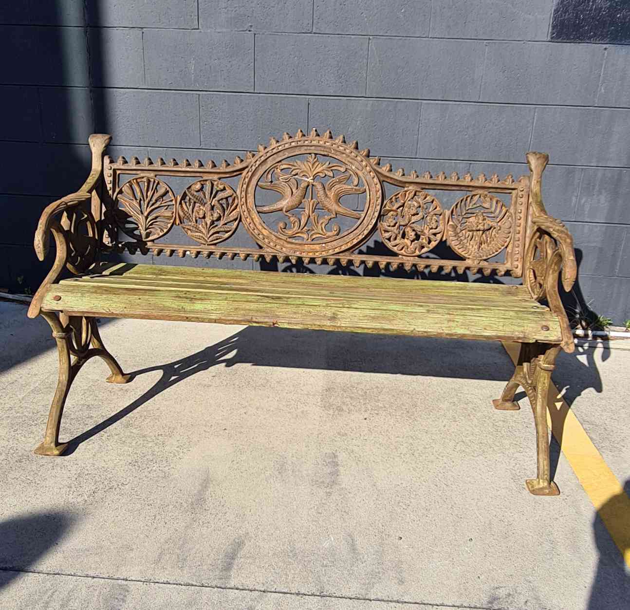 Cast Iron Love Birds Bench seat