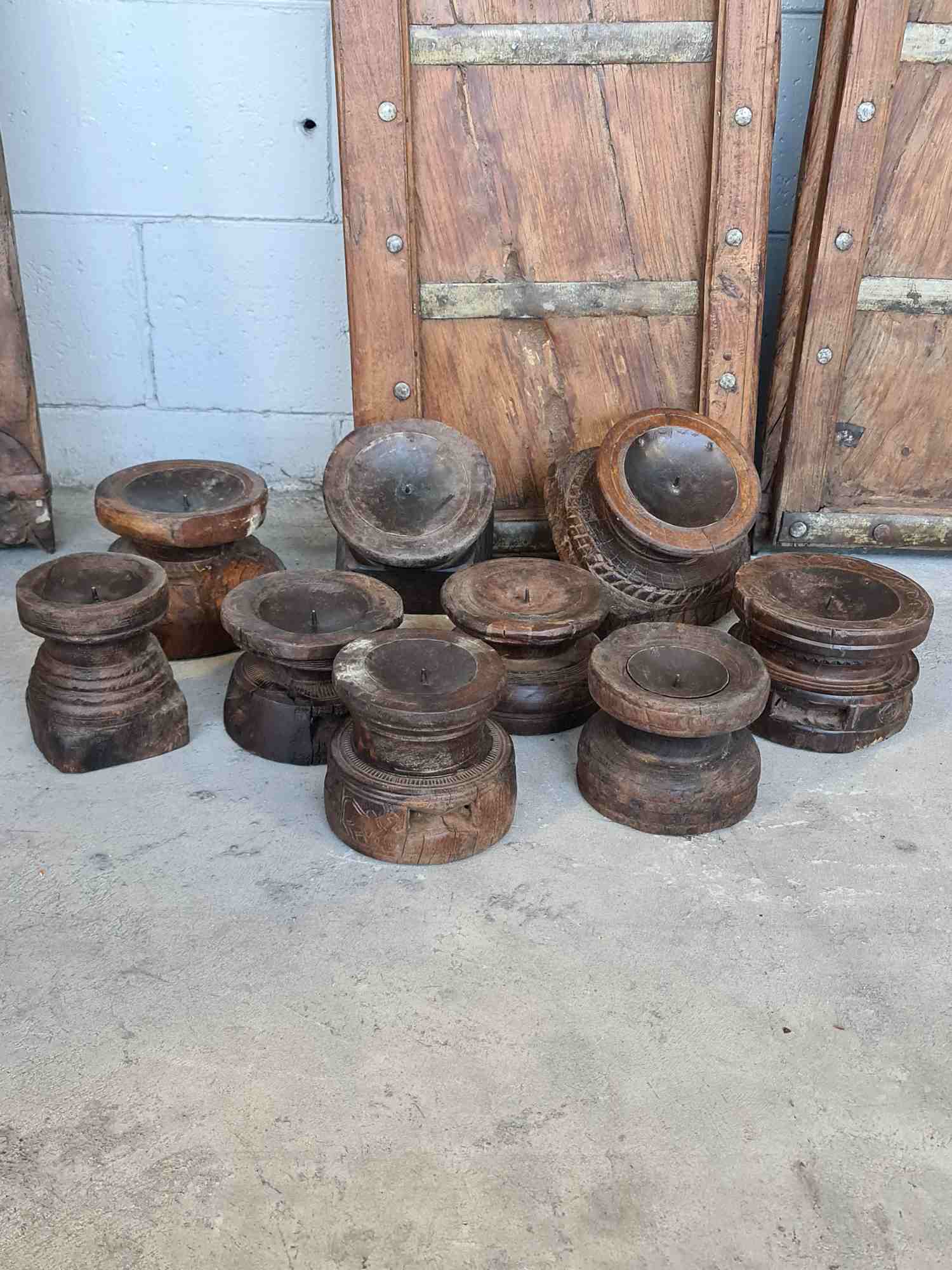 AGED ARCHITECTURAL CANDLE HOLDERS