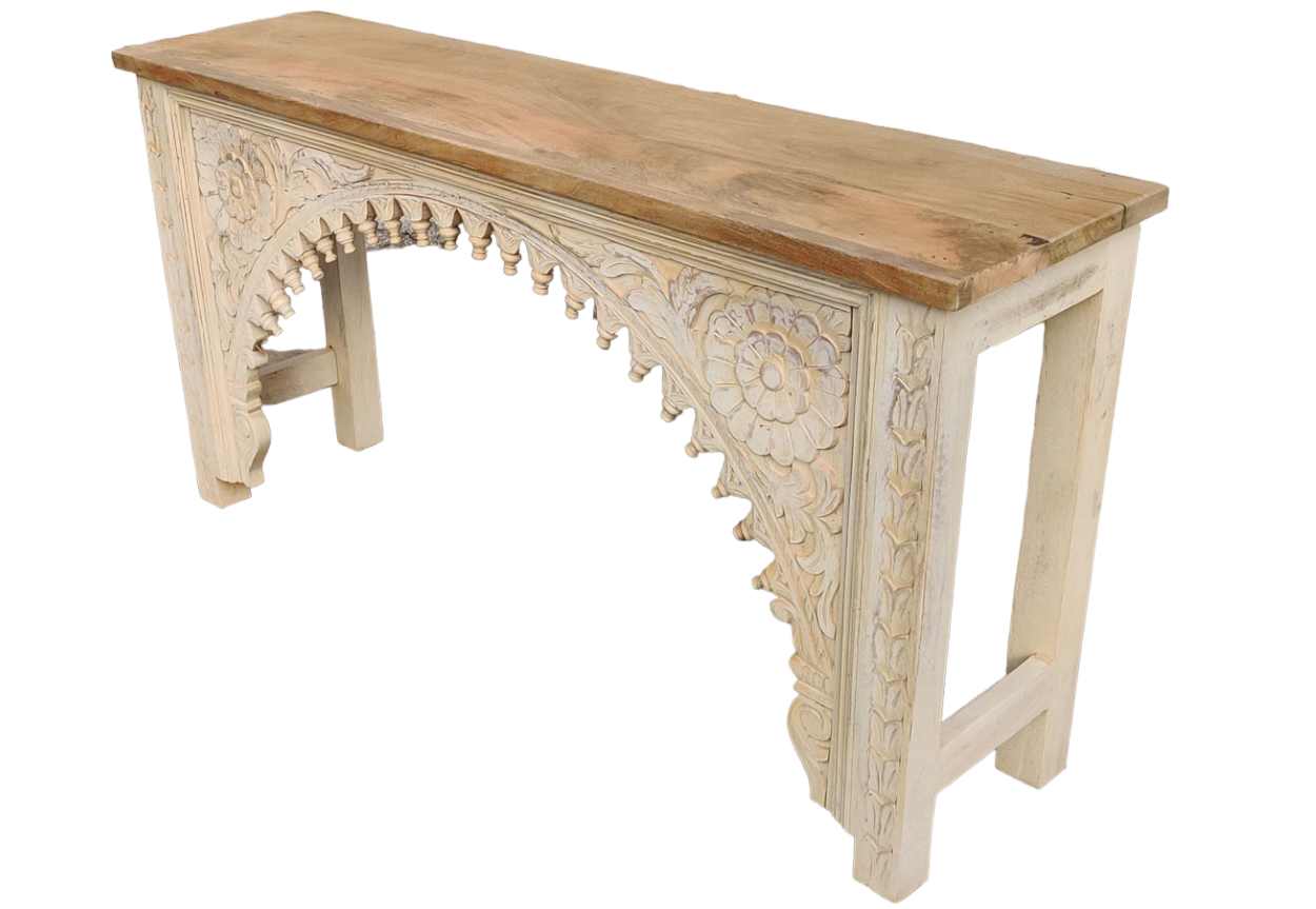 RATRI MANGO WOOD CARVED CONSOLE TABLE
