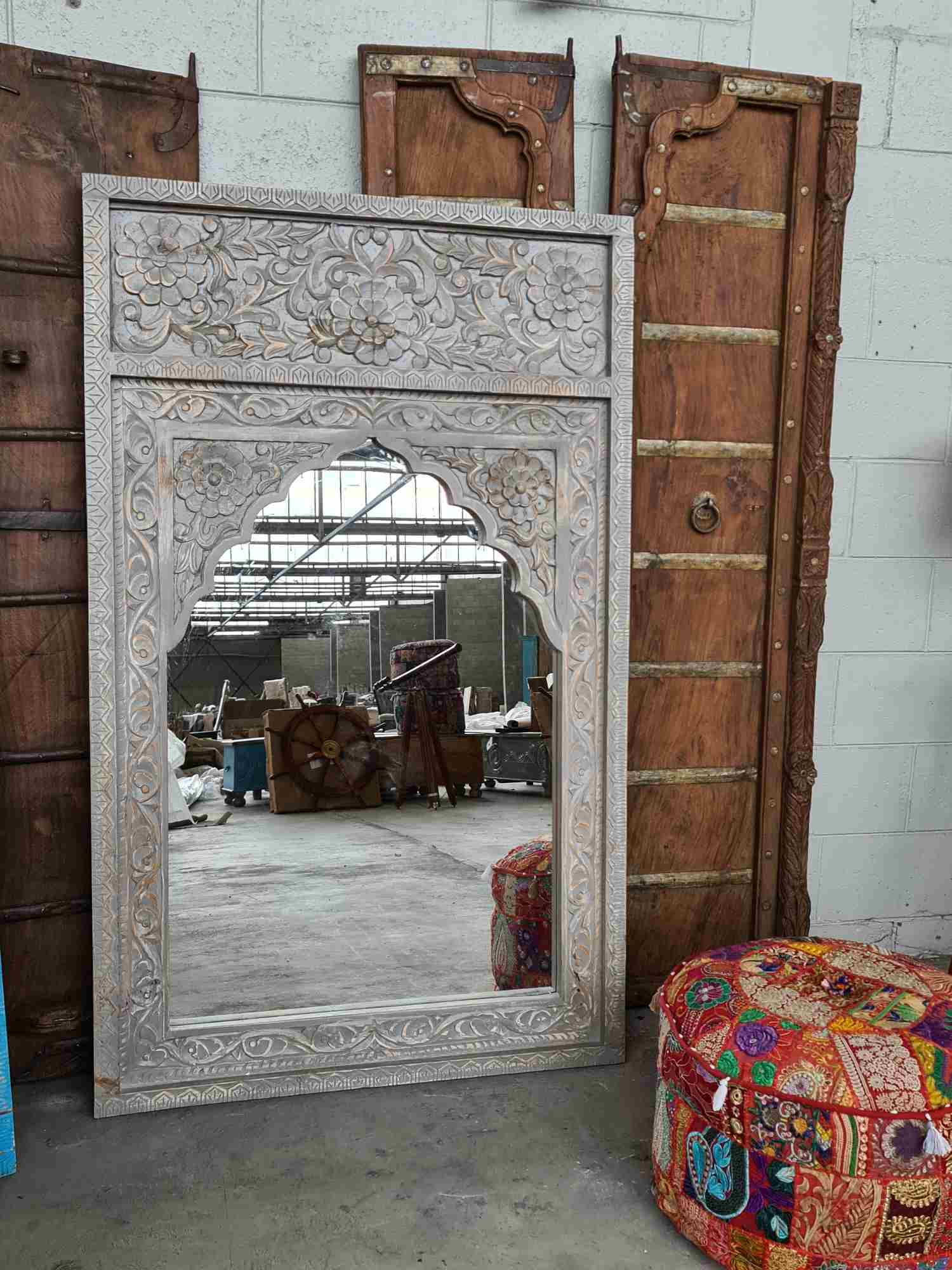 Rajasthani Indian Carved Large Mirror