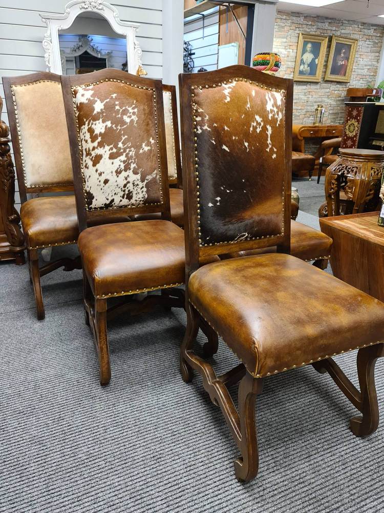 6 × Regency Leather & Hide Dining Chairs