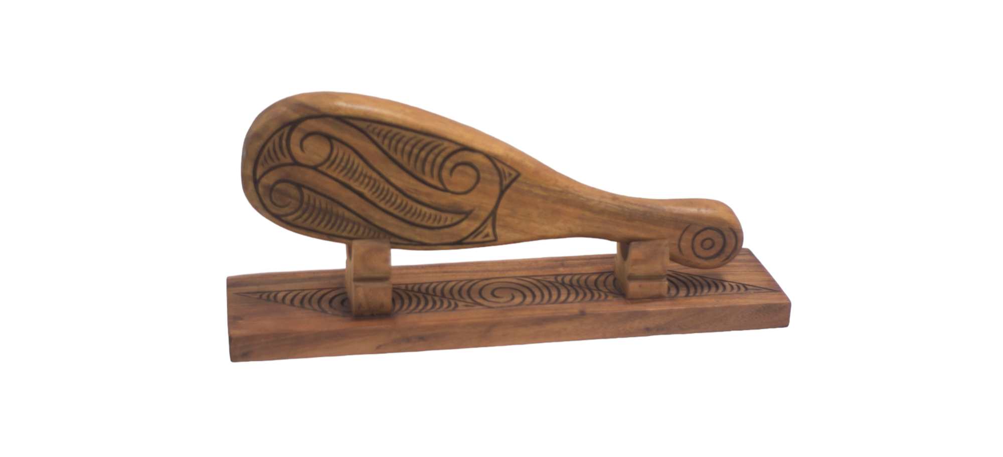 Aoraki wood carved Maori Patu on Stand