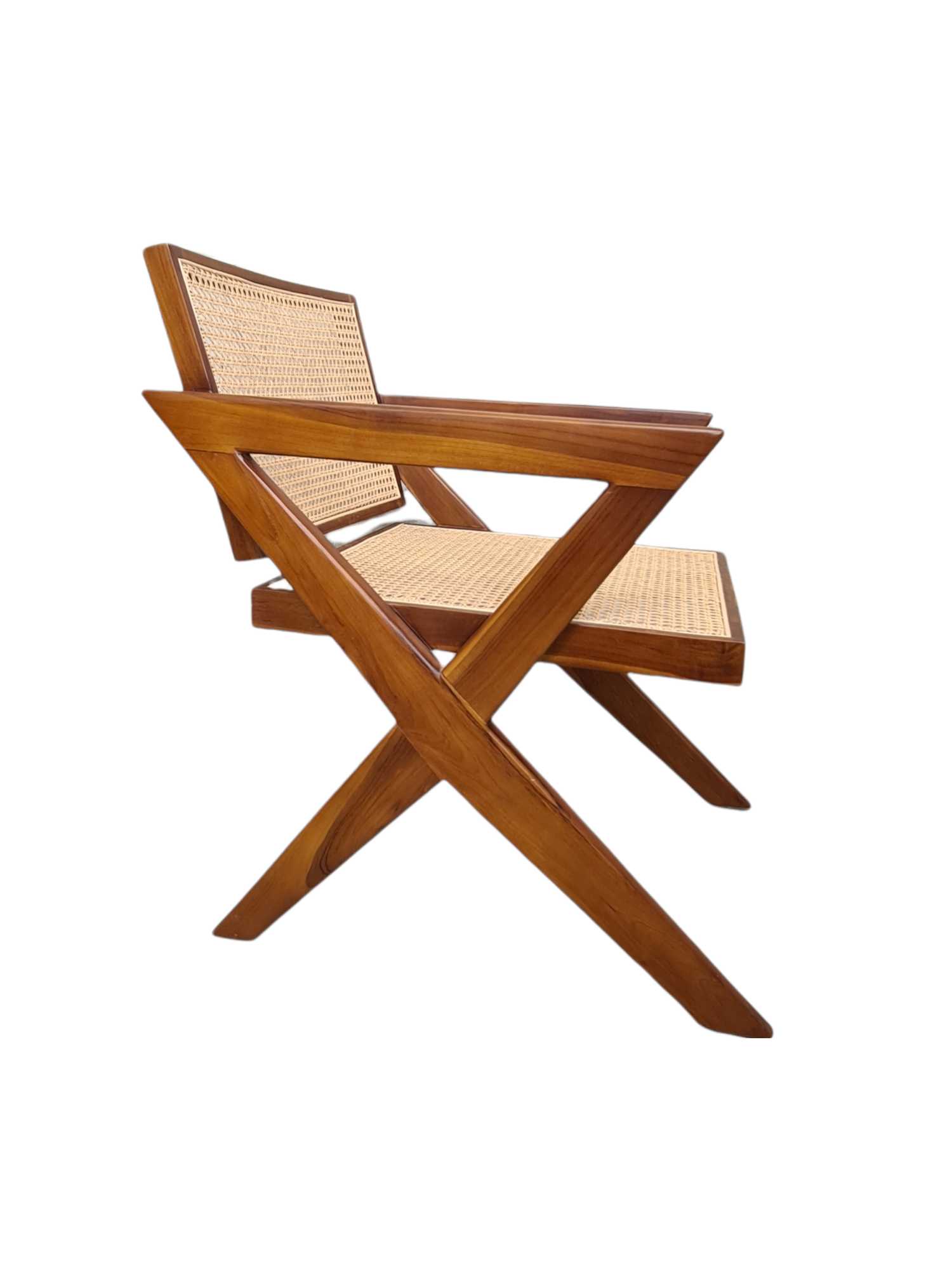 JEANENERET MID CENTURY CROSS LEGS ARMCHAIR