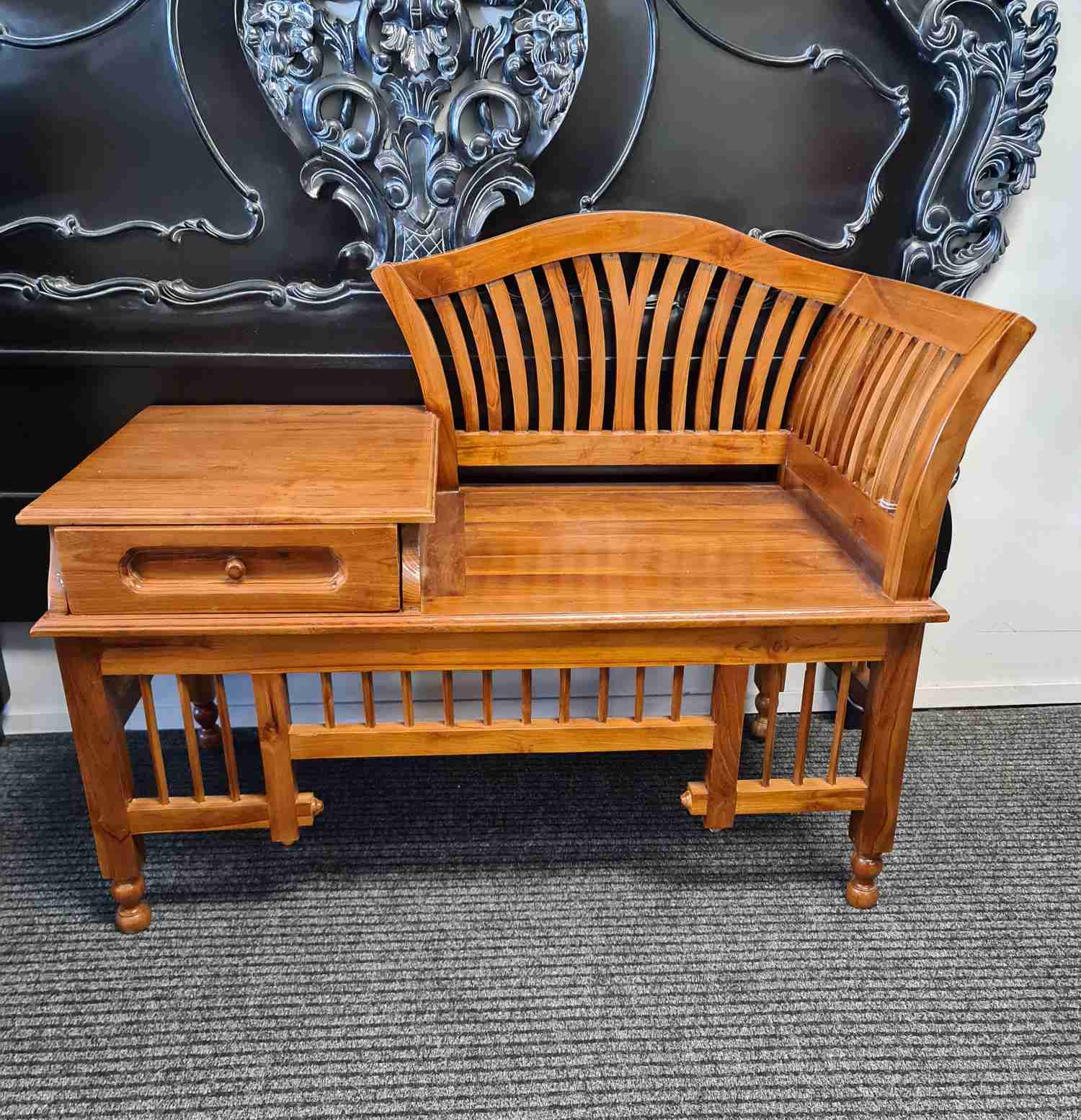 Teak hallway bench deals
