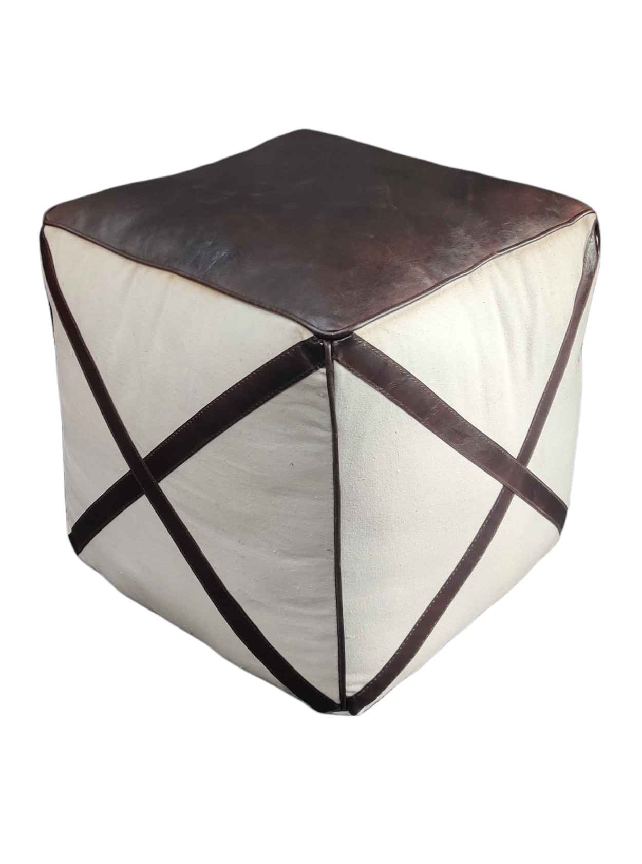 SIMA LEATHER & CANVAS OTTOMAN