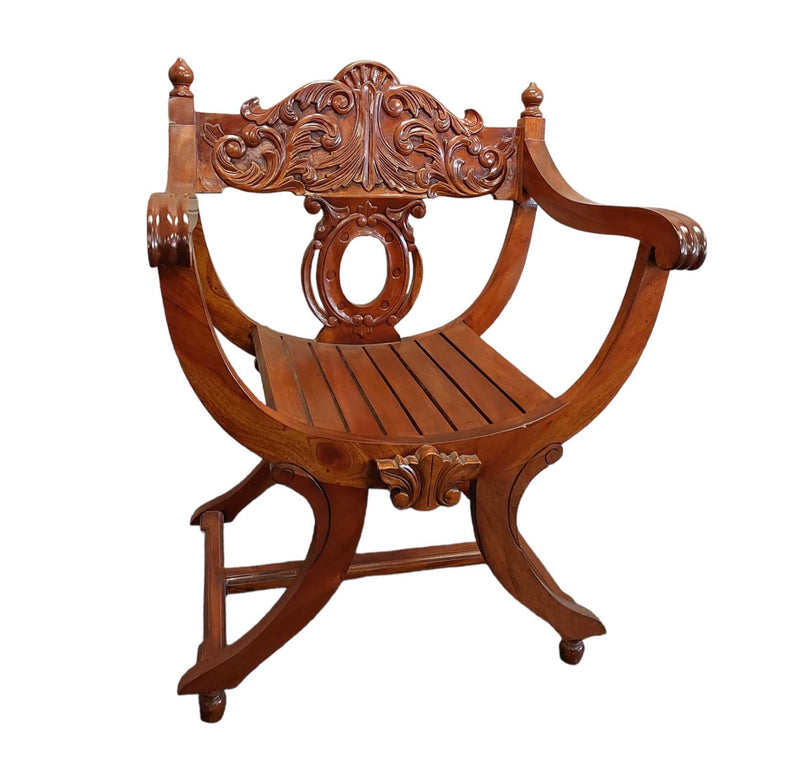 French Cross Frame Arm Chair