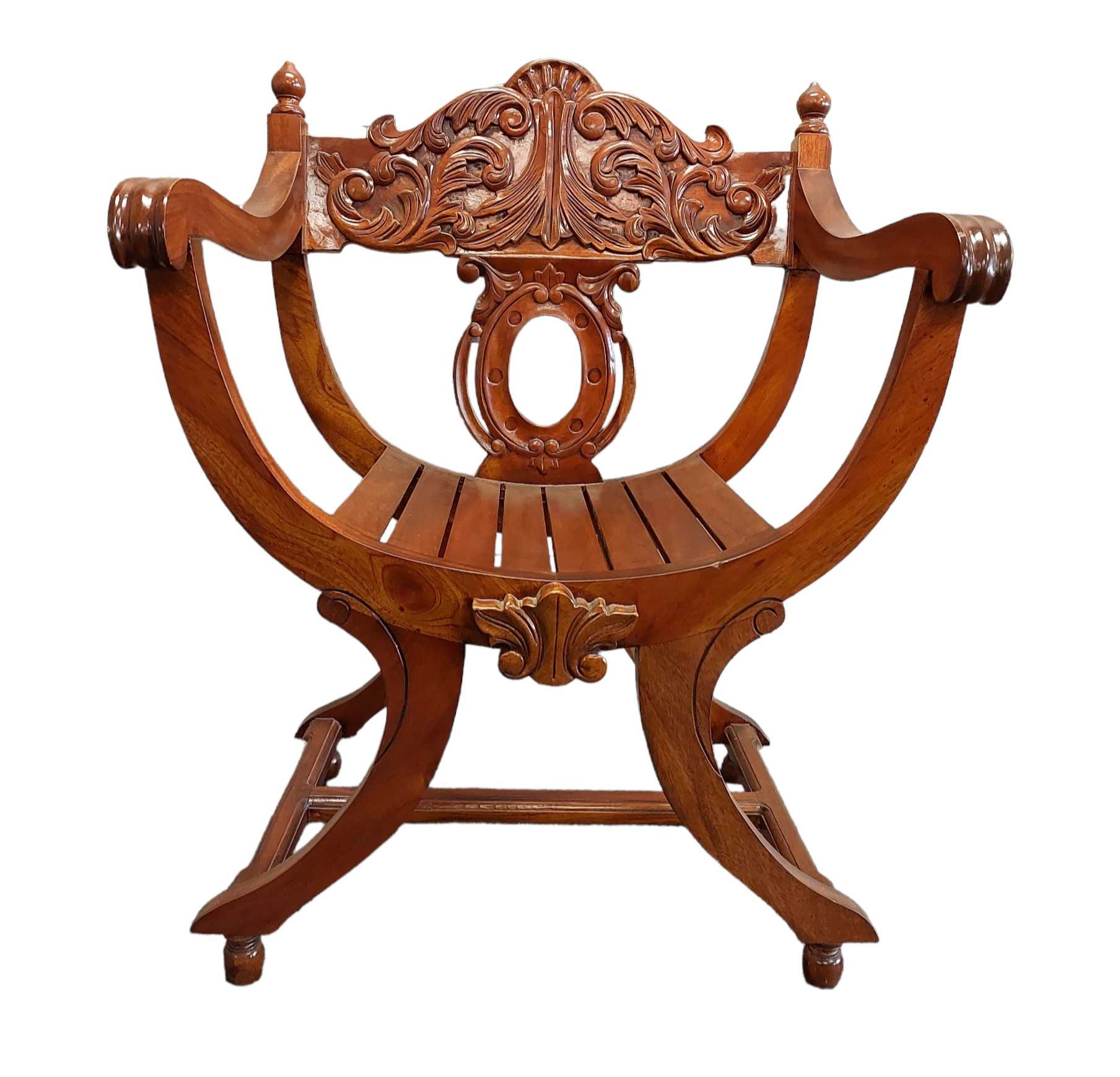 French Cross Frame Arm Chair