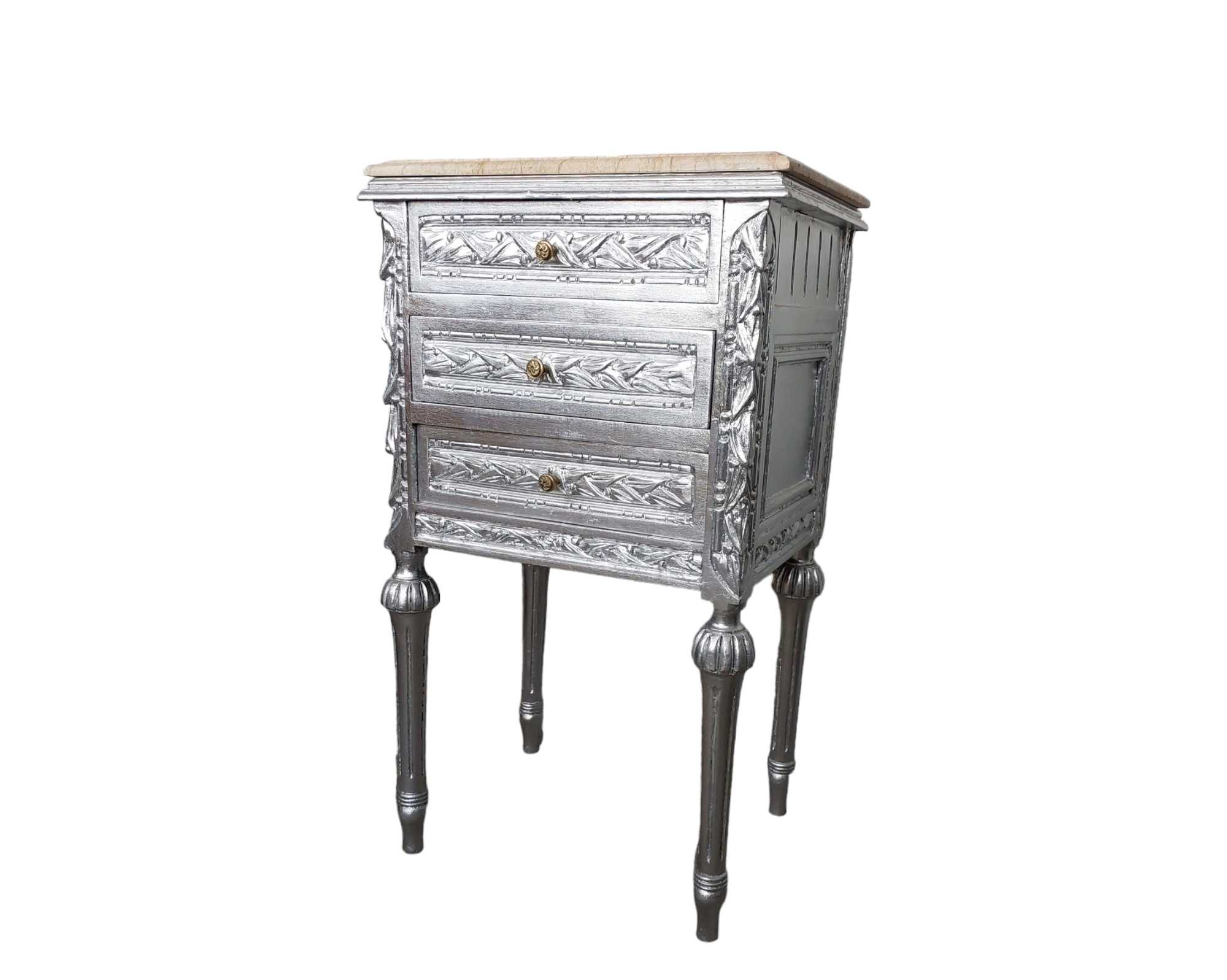 French Nightstands with Marble Tops