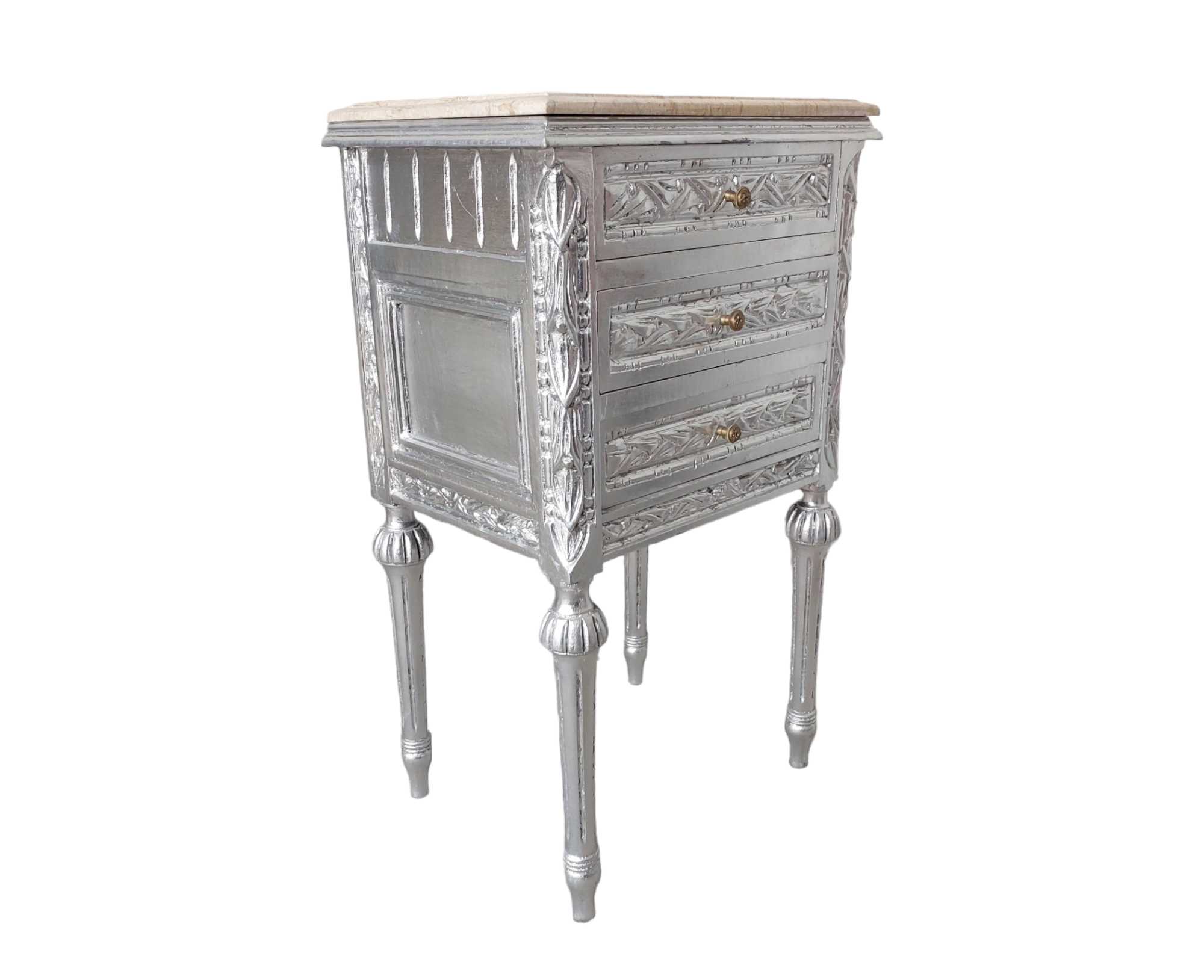 French Nightstands with Marble Tops