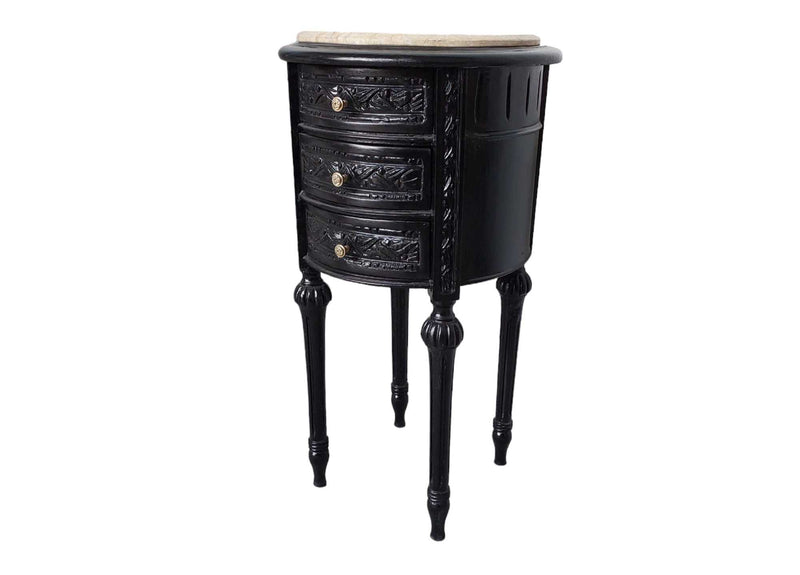 Round French Nightstand with Marble