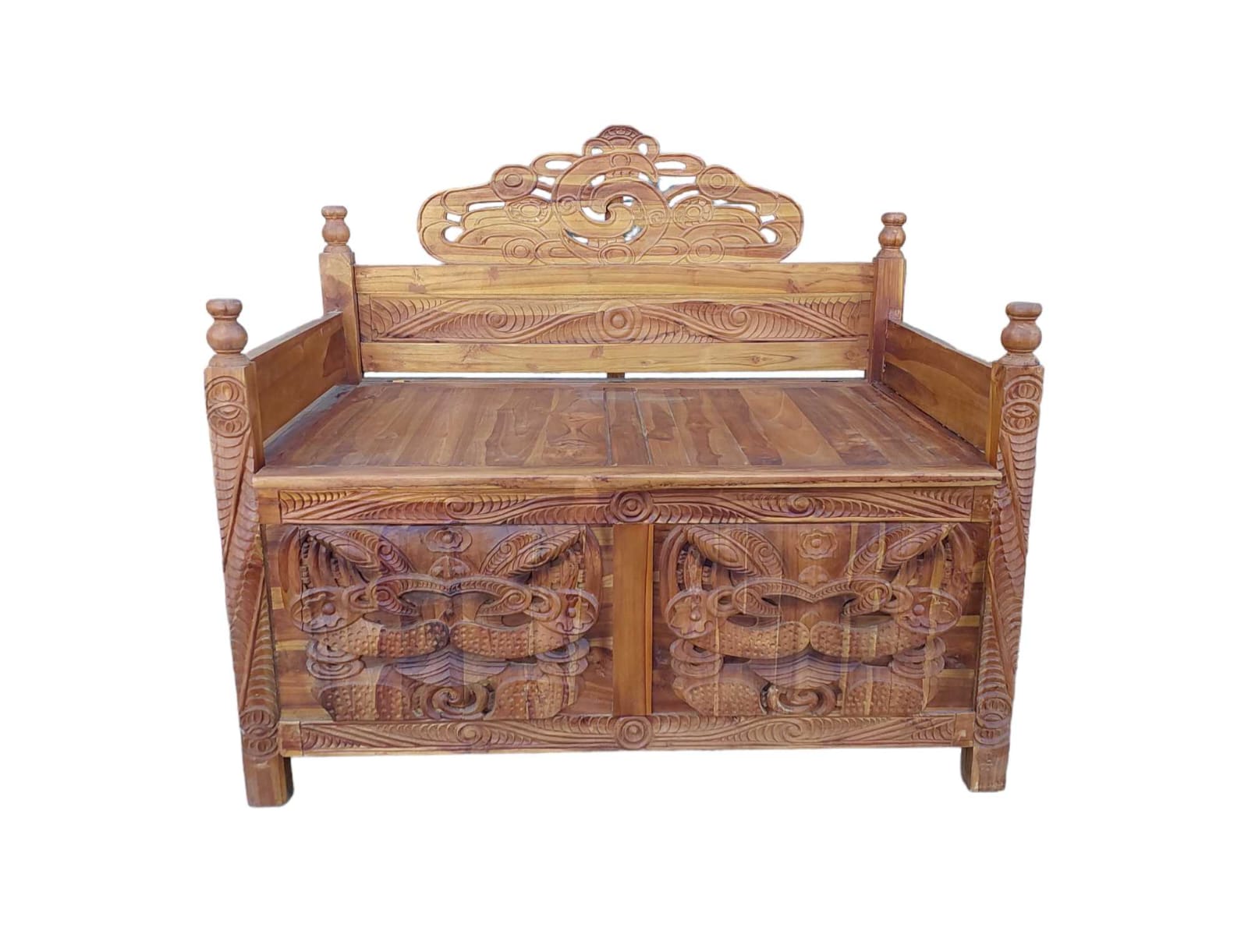 LARGE MAORI STORAGE BENCH