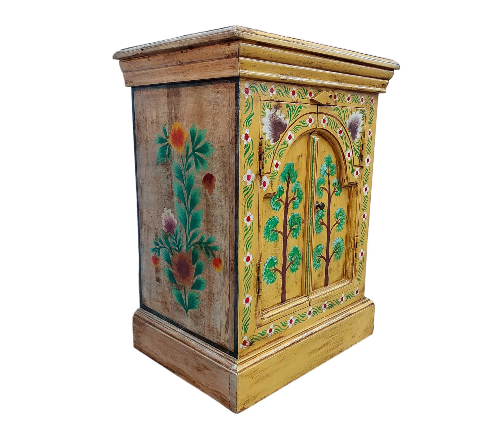 REWA HAND PAINTED INDIAN BEDSIDE