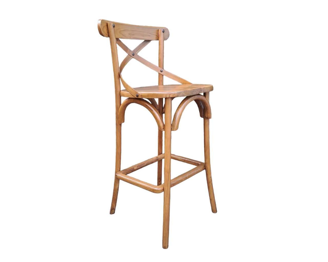 CROSSBACK TEAK BARSTOOL