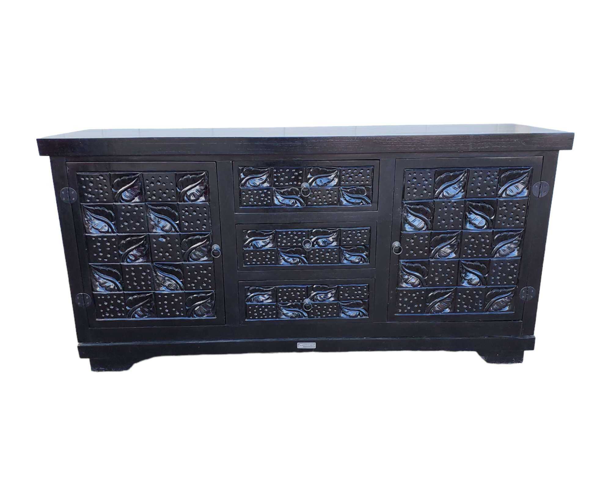 Harrow Flower Carved Teak Sideboard