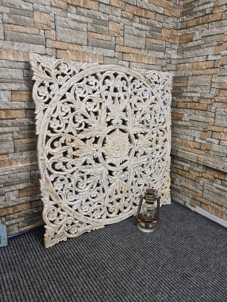 Haridwar Carved Indian Wooden Panel (Large)