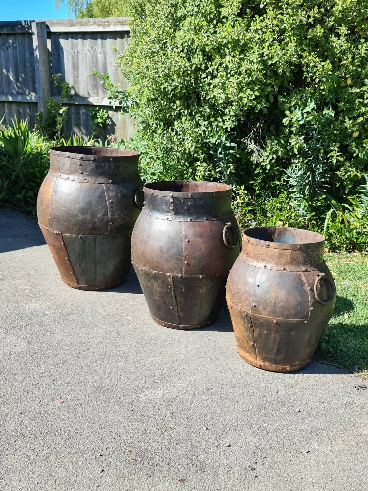 VINTAGE INDIAN IRON URNS