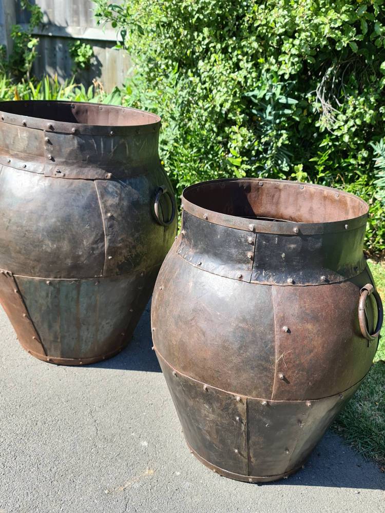 VINTAGE INDIAN IRON URNS