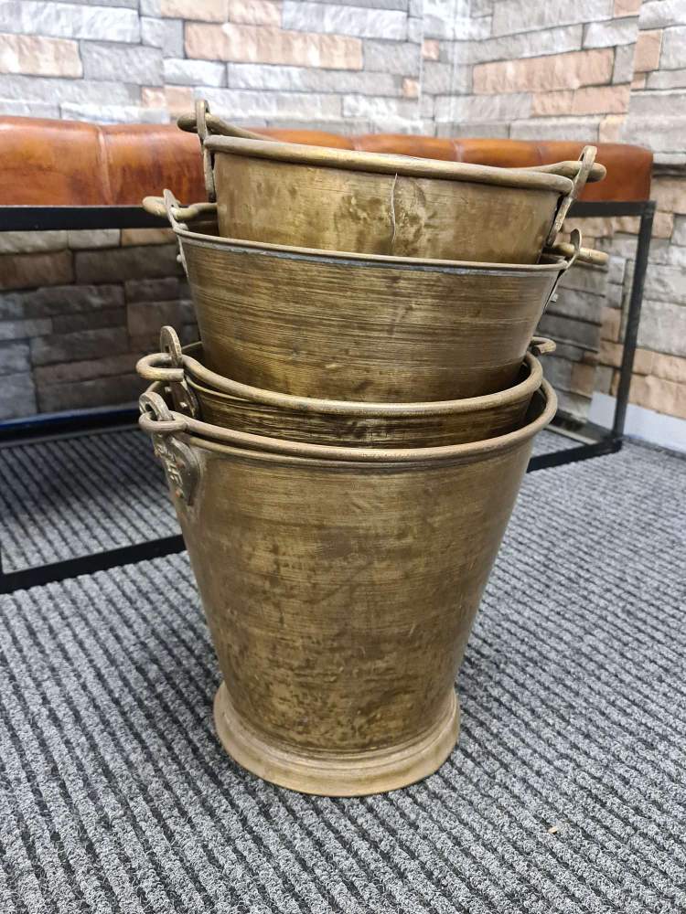 VINTAGE BRASS MILKING BUCKETS