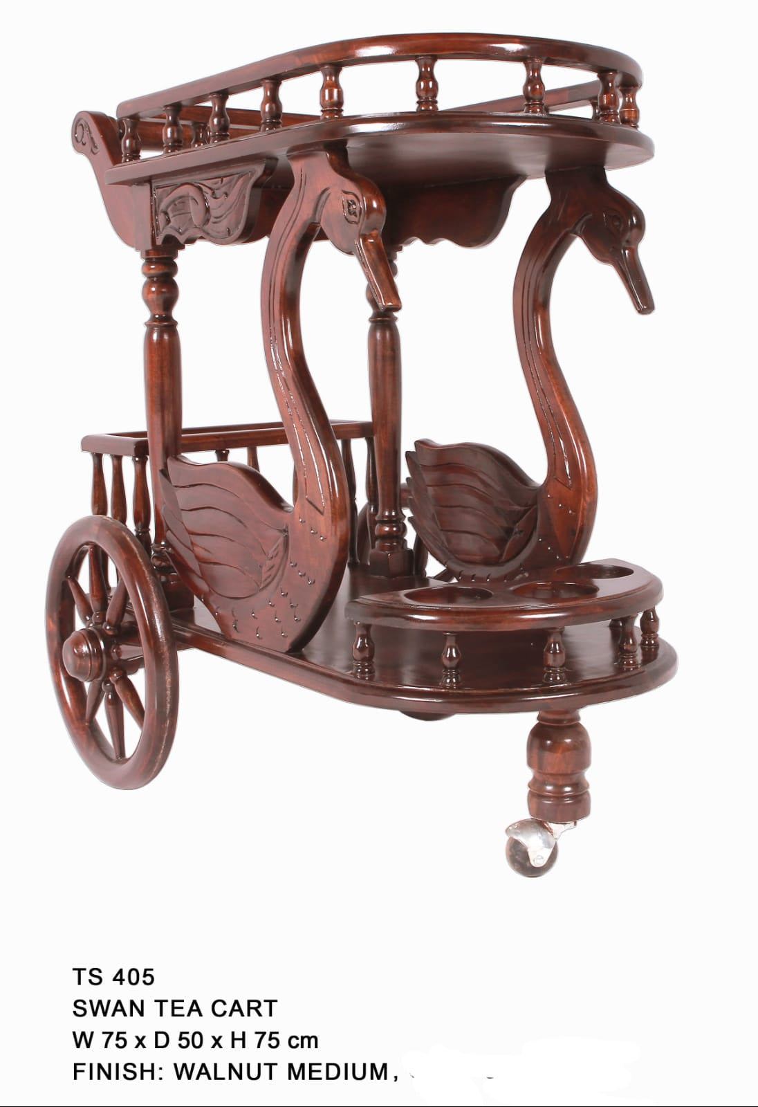 Swan carved Tea wagon