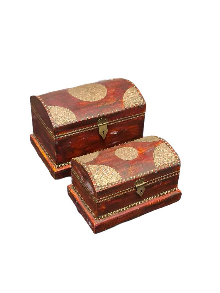Shirdi Brass Fitted Indian Boxes Set of 2