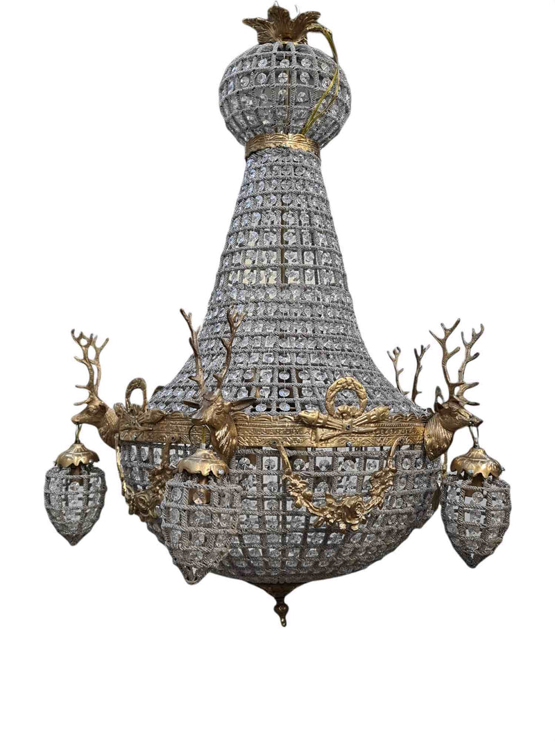 Large French Country Stag Chandelier