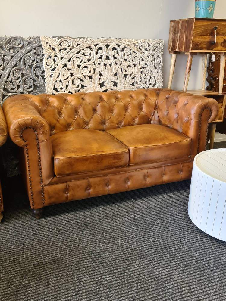 Worcester Two seater Chesterfield Leather sofa - Main Image