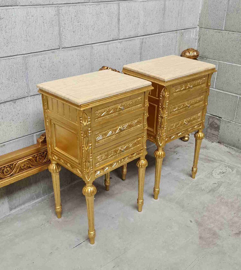 French Nightstands with Marble Tops