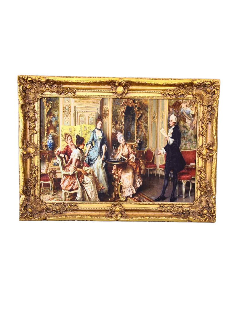 FRENCH BAROQUE HALL SCENE ON FABRIC