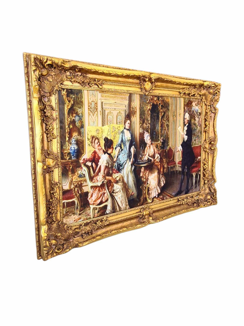 FRENCH BAROQUE HALL SCENE ON FABRIC