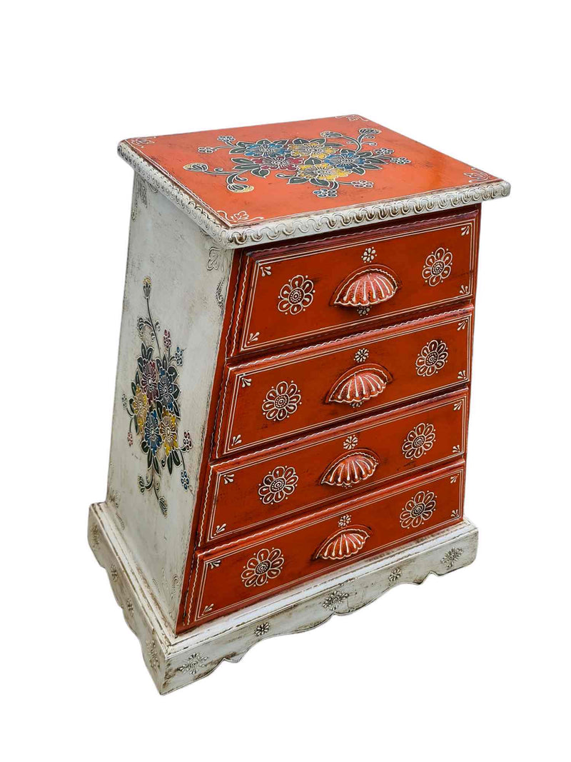 Hand painted Indian 4 drawer Nightstand