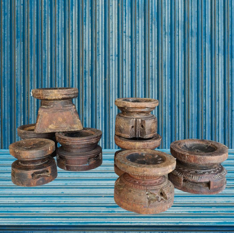 AGED ARCHITECTURAL CANDLE HOLDERS