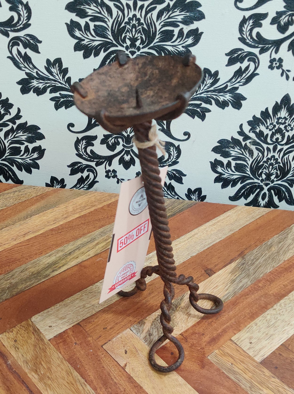 Vintage Twisted Iron Candle Holder