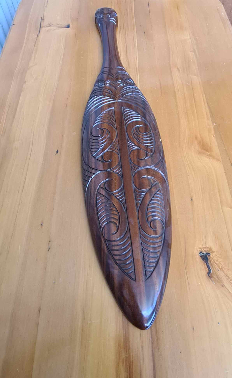Wai Hand carved wooden Maori paddle
