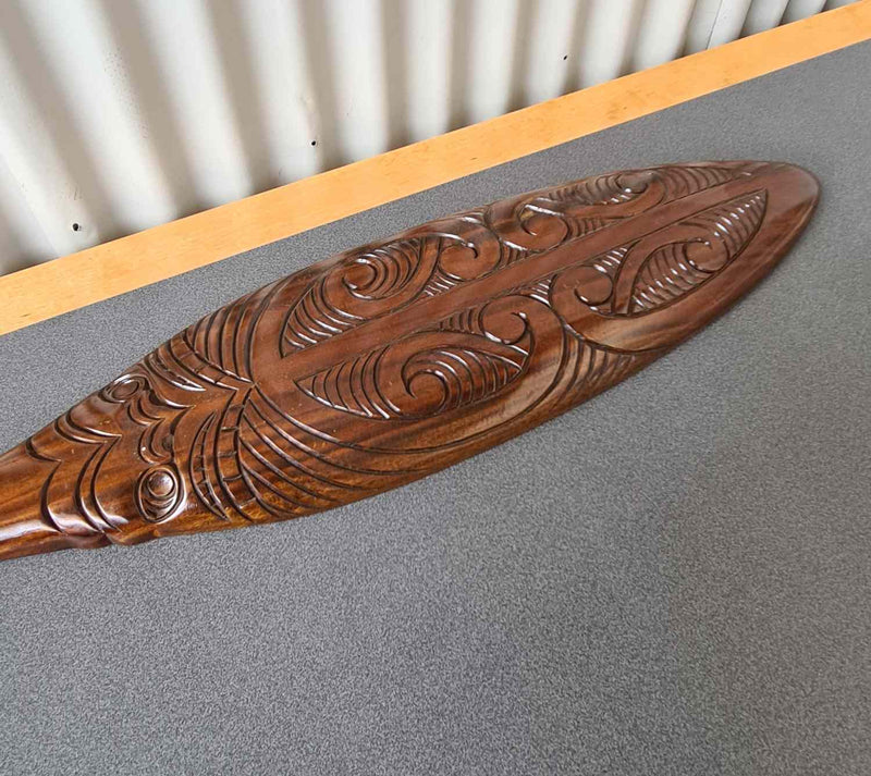 Wai Hand carved wooden Maori paddle