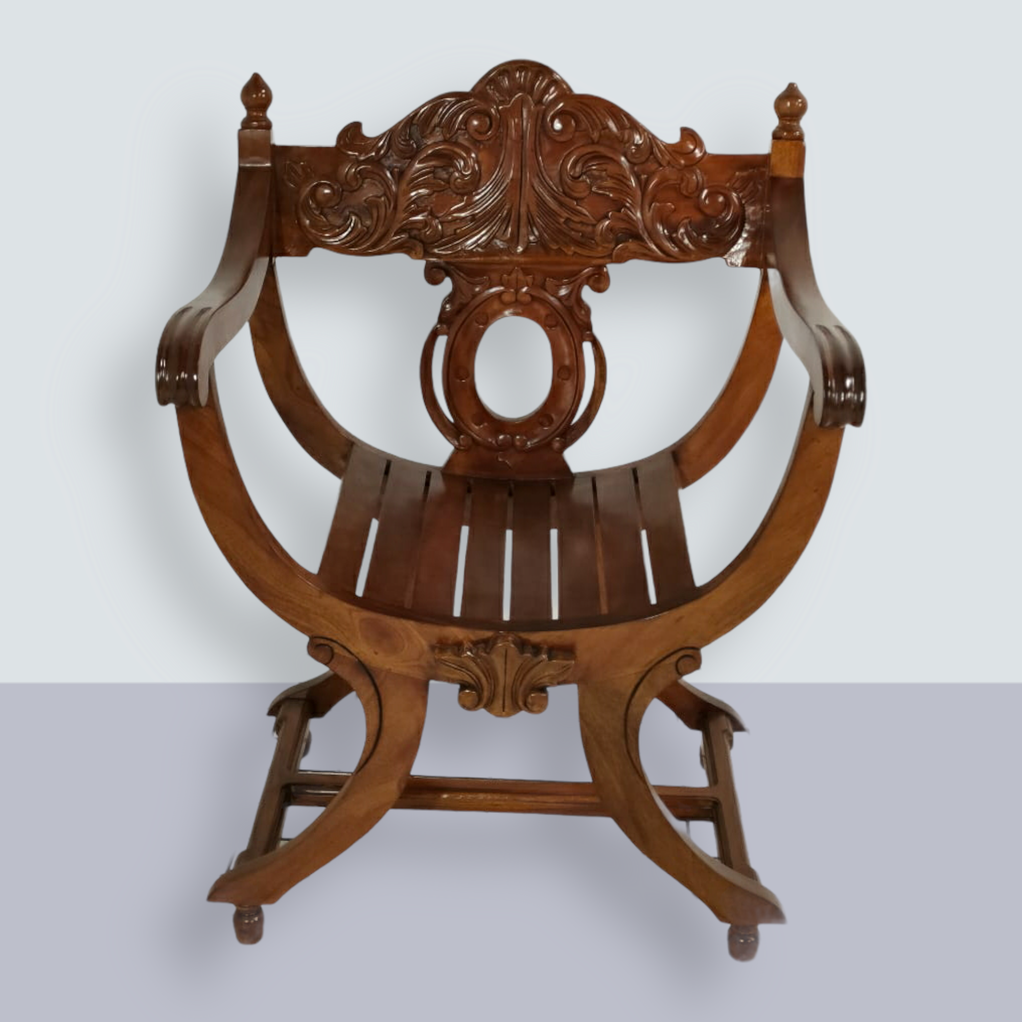 French Cross Frame Arm Chair