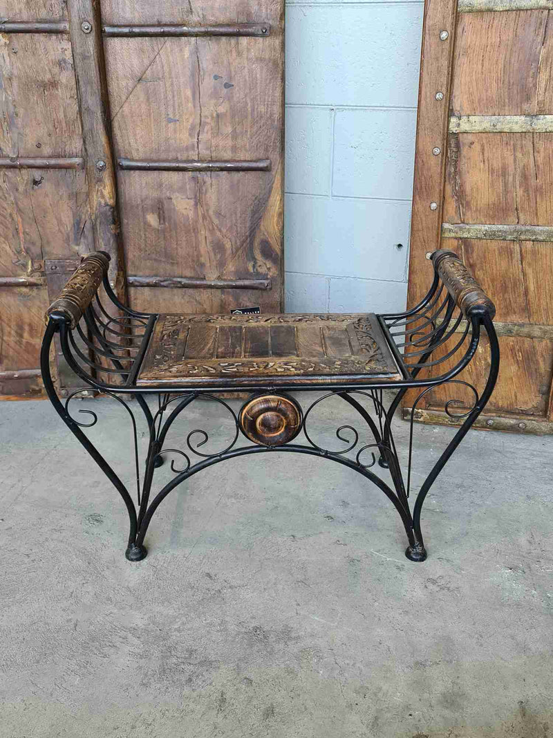Handcrafted Indian wrought iron seat