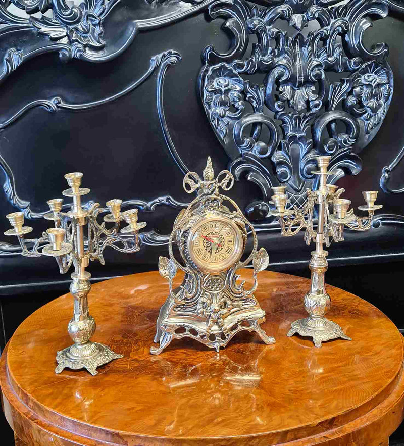 Brass clock Garniture set