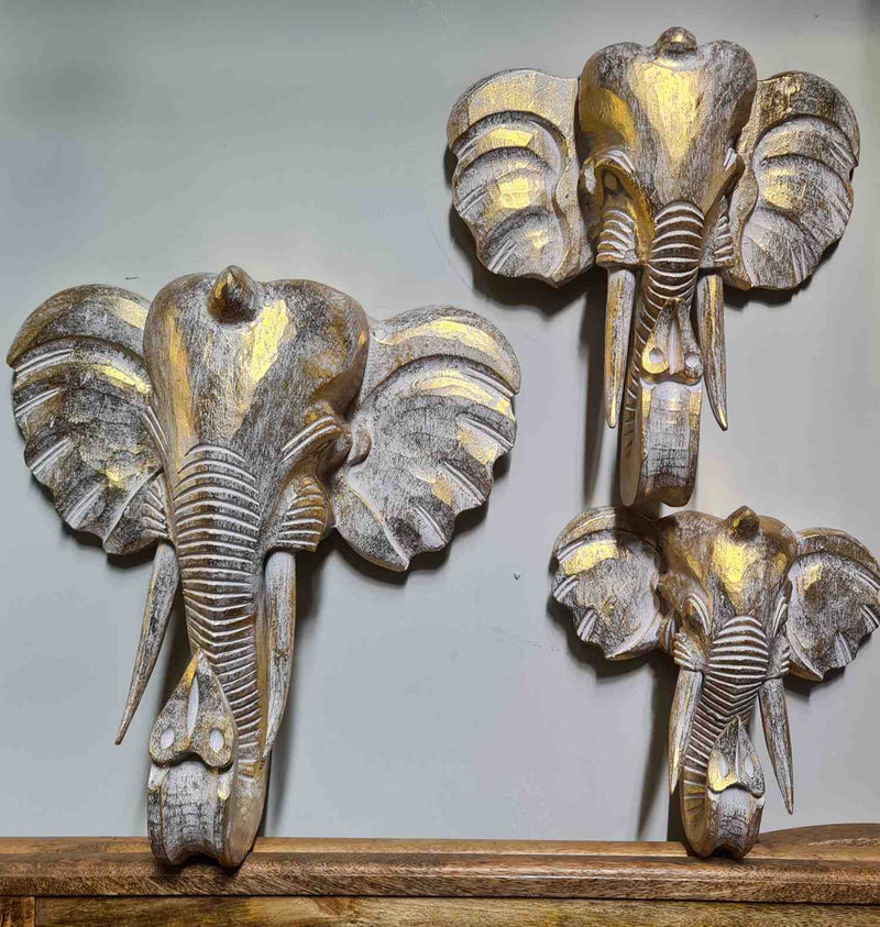 3 Wall Mounted Elephants