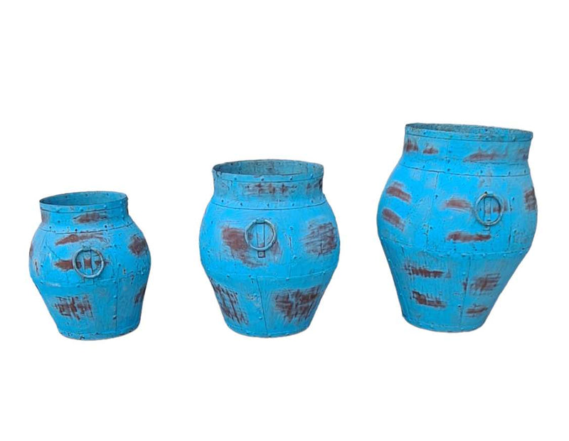 Indian Bluewashed iron pots