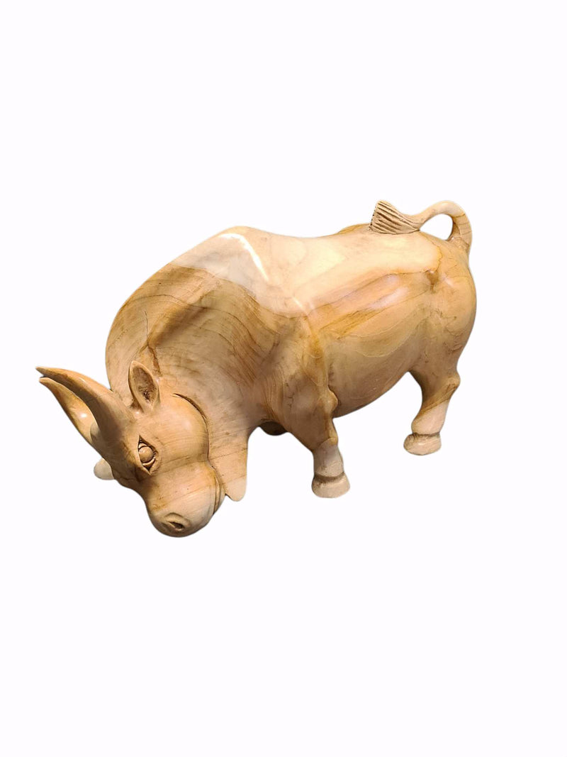 Hand carved Bull statue
