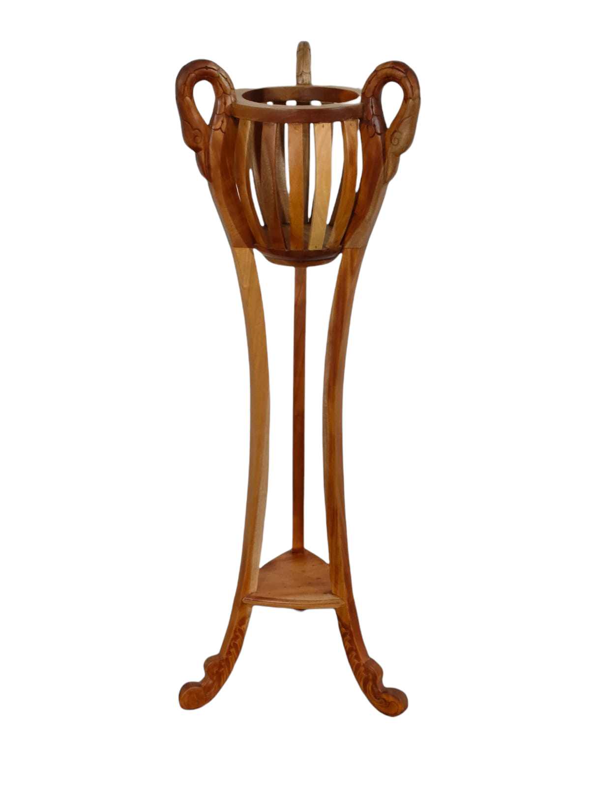 MAHOGANY SWAN PLANT STAND