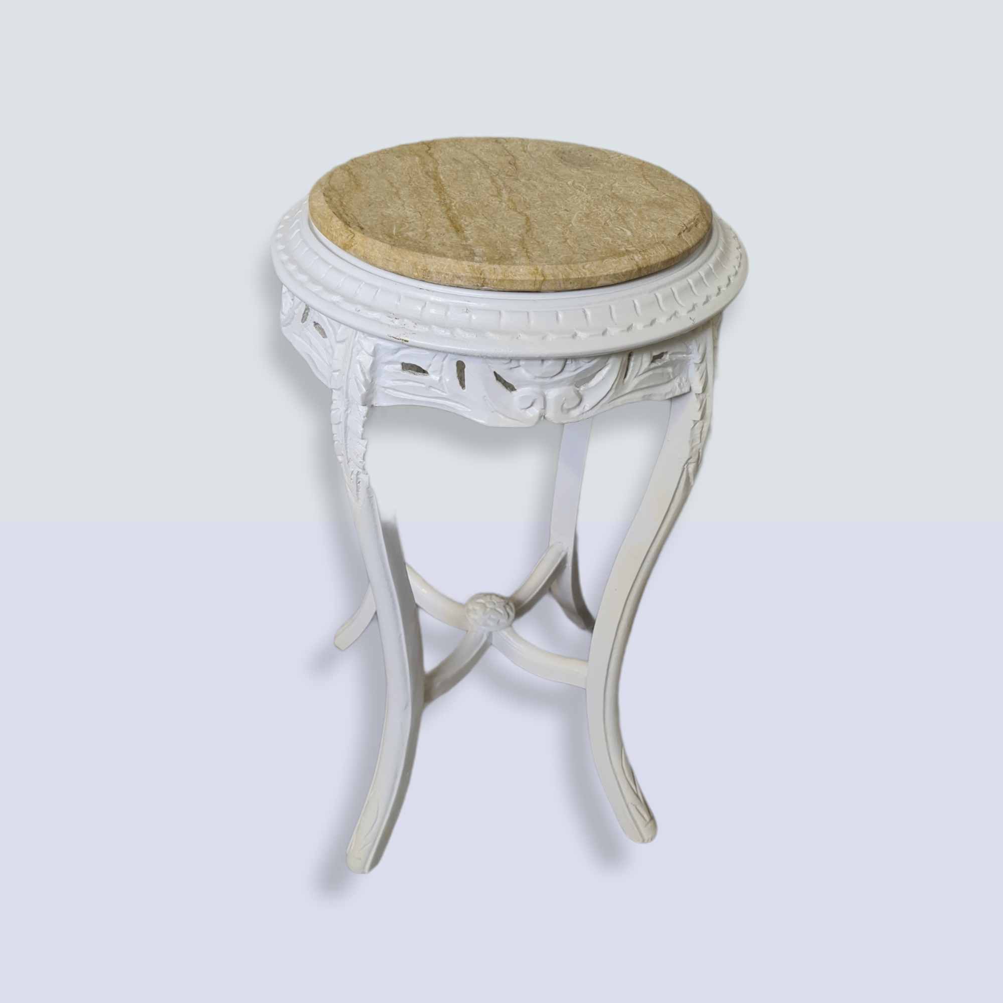 Round French table with marble top